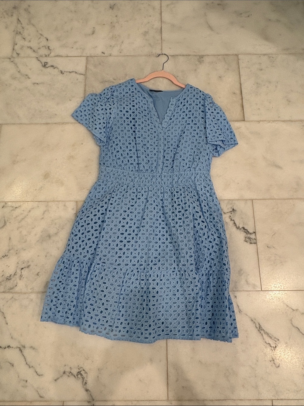Amazon Light Blue Eyelet Mini Dress